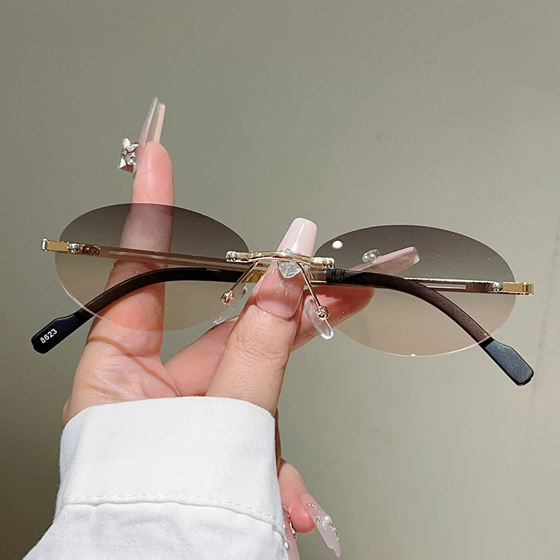 Rimless Oval Sunglasses Women  - Sunglasses Uv400 recension och pris