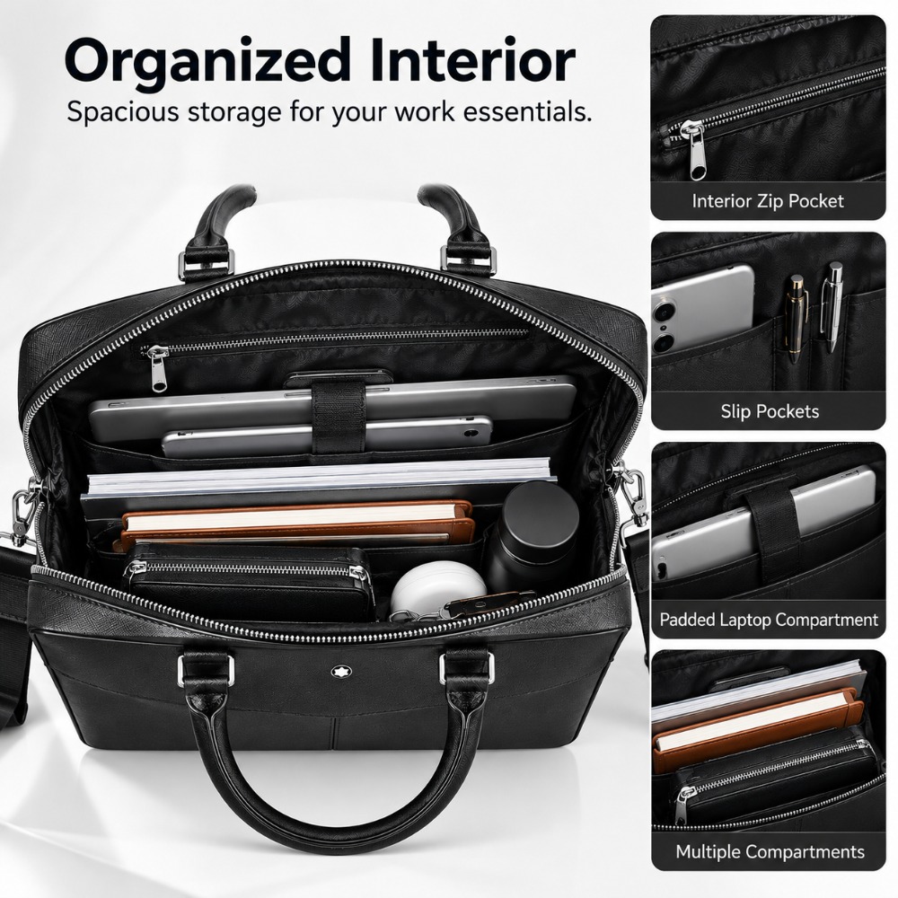 Luxury Men Business Briefcase  - Leather Briefcase recension och pris