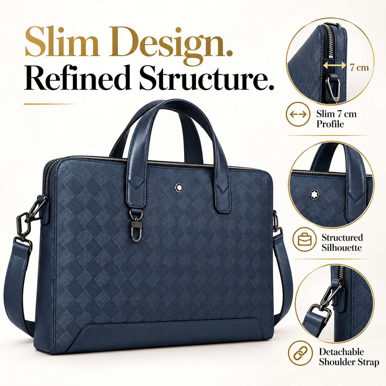 Luxury Men's Slim Business Bri - Leather Briefcase recension och pris