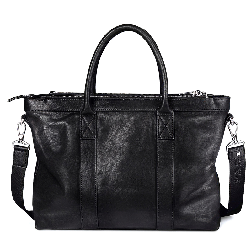 Leather upper cowhide handbag  - Leather Briefcase recension och pris