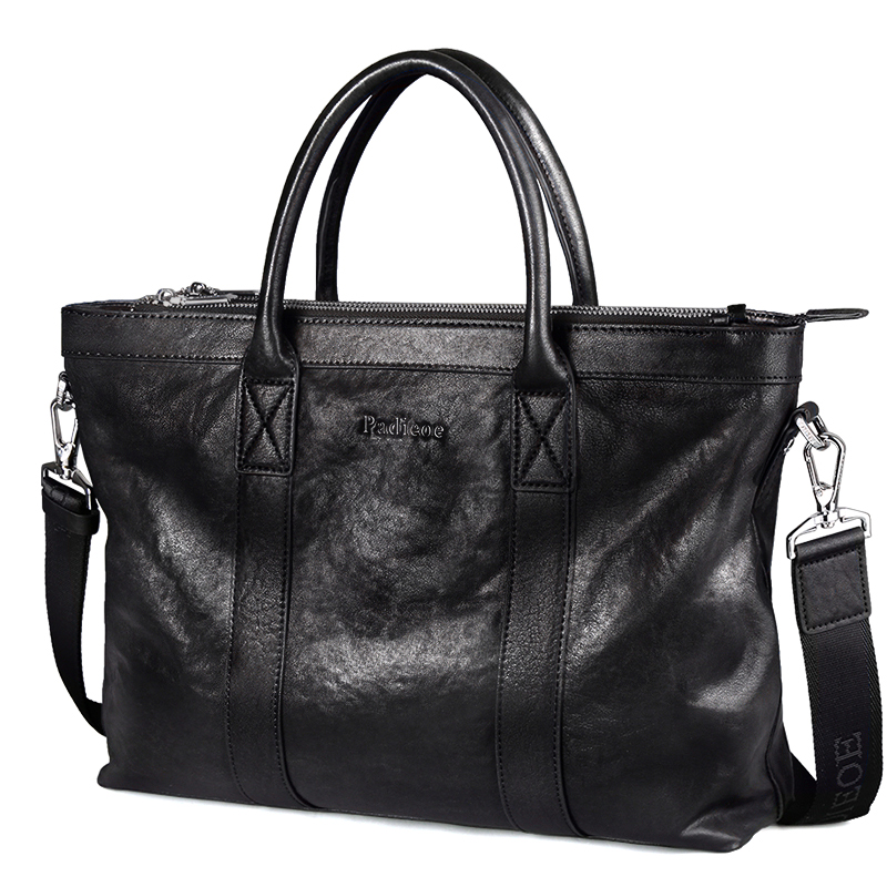 Leather upper cowhide handbag  - Leather Briefcase recension och pris