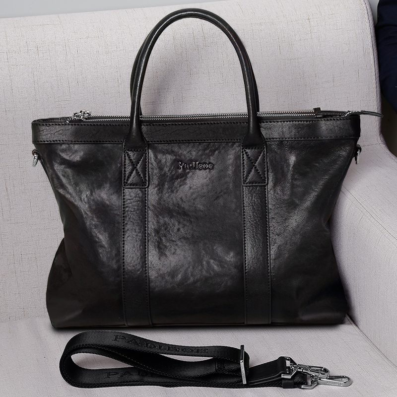 Leather upper cowhide handbag  - Leather Briefcase recension och pris